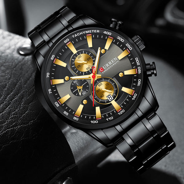 CURRAN Fashion Top Brand Sports Watch Men Stainless Steel Chronograph Wristwatch Male Auto Date Casual Business Watch Reloj-kopara2trade.myshopify.com-