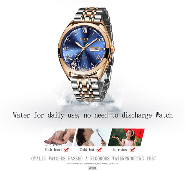 LIGE New Rose Gold Women Wristwatch Business Quartz Wristwatch Ladies Top Brand Luxury Female Wrist Wristwatch Girl-kopara2trade.myshopify.com-
