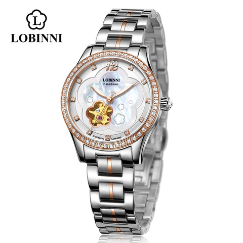 LOBINNI Luxury Switzerland Brand Womens Waterproof Steel Strap Crystal Japan MIYOTA Automatic Mechanical Wrist Watch Female Watches-kopara2trade.myshopify.com-Watch