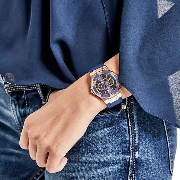MISSFOX Women's Watches Chronograph Rose Gold Sport Watch Ladies Diamond Blue Rubber Band Xfcs Analog Female Quartz Wristwatch-kopara2trade.myshopify.com-