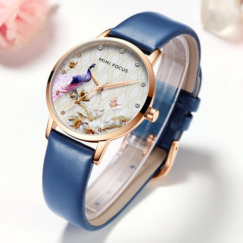 MINI FOCUS Women Watches Waterproof Blue Watch Leather Brand Luxury Fashion Casual Christmas Dress Quartz Womans Watch Ladies-kopara2trade.myshopify.com-