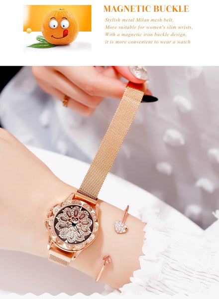ORANGE Brand Top luxury Japan MIYOTA Quartz 360° Rotating Petals Women Watches Ladies Gifts Stainless Steel Waterproof Watches-kopara2trade.myshopify.com-