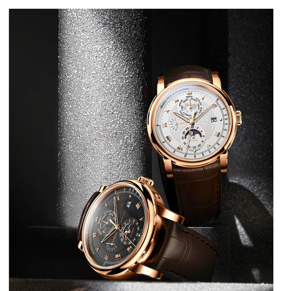 Switzerland LOBINNI Men Watch Luxury Brand Moon Phase Automatic Mechanical Men's Wirstwatches Sapphire Leather Seagull Movement-kopara2trade.myshopify.com-