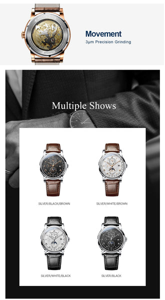 Switzerland LOBINNI Men Watch Luxury Brand Moon Phase Automatic Mechanical Men's Wirstwatches Sapphire Leather Seagull Movement-kopara2trade.myshopify.com-