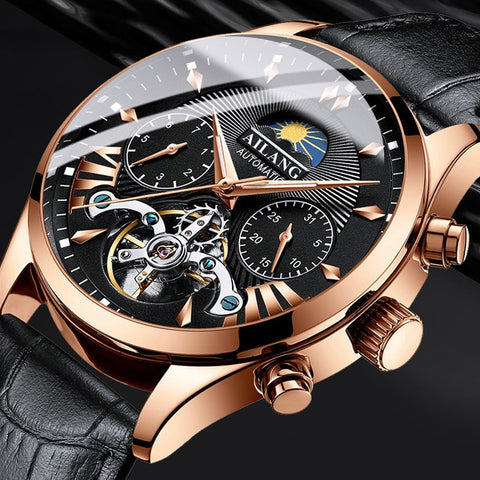 AILANG top luxury brand men's mechanical watch moon phase multi-function tourbillon watch diving  men's business style-kopara2trade.myshopify.com-