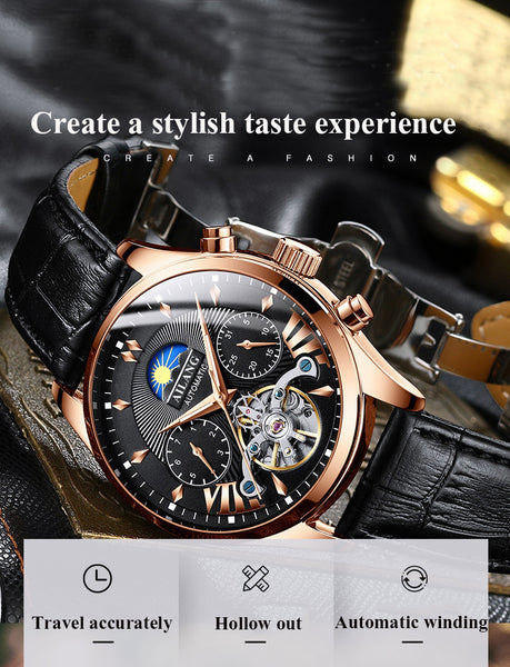 AILANG top luxury brand men's mechanical watch moon phase multi-function tourbillon watch diving  men's business style-kopara2trade.myshopify.com-