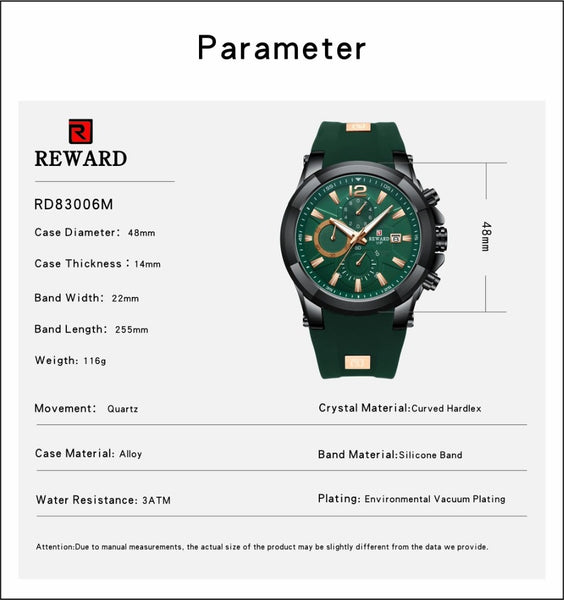 REWARD Luxury Wristwatch Casual Sport Watch Men Military Stylish Silicone Strap Multifunction-kopara2trade.myshopify.com-