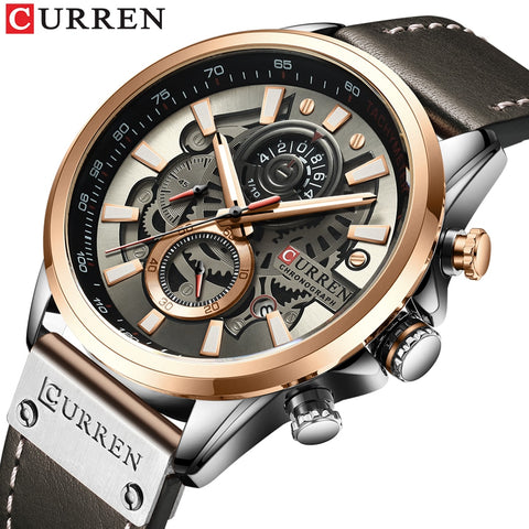 NEW Men Watches Brand CURREN Creative Fashion Chronograph Quartz Wristwatch Leather Strap Lumious Hands Waterproof-kopara2trade.myshopify.com-