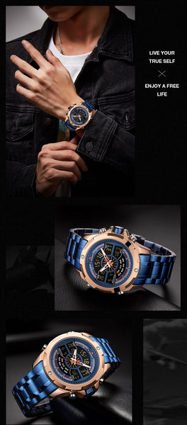 NAVIFORCE Watch Men Top Brand Luxury Stainless Steel Quartz Men’s Watches Blue Waterproof Sports Big Wrist Watch Male Clock-kopara2trade.myshopify.com-