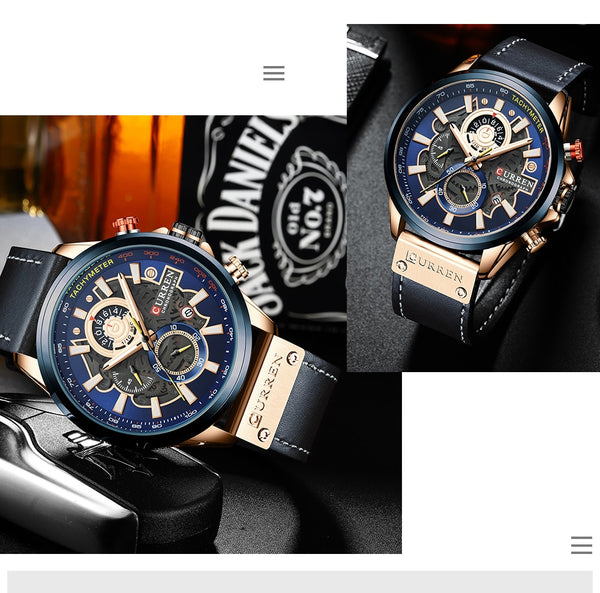 NEW Men Watches Brand CURREN Creative Fashion Chronograph Quartz Wristwatch Leather Strap Lumious Hands Waterproof-kopara2trade.myshopify.com-
