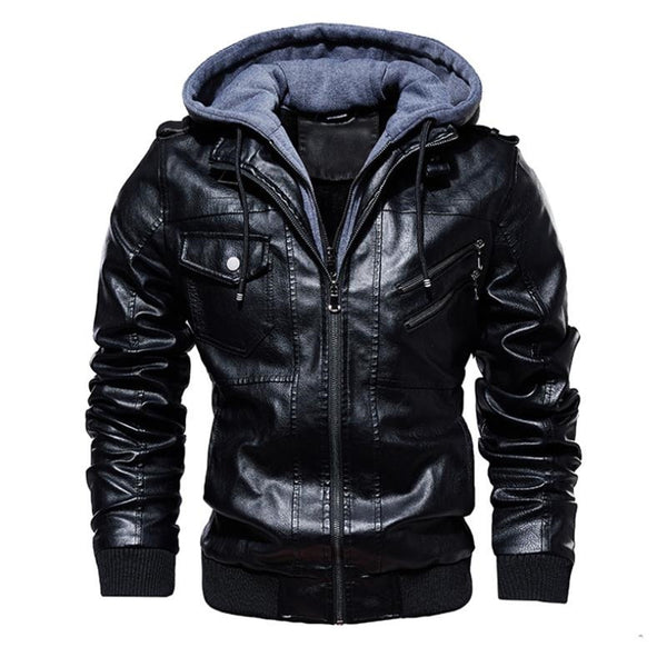TIEMIANNIU winter men's leather jacket motorcycle hooded jacket men's warm Leisure PU leather coats M-4XL-kopara2trade.myshopify.com-