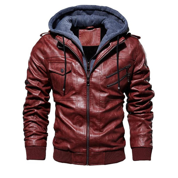 TIEMIANNIU winter men's leather jacket motorcycle hooded jacket men's warm Leisure PU leather coats M-4XL-kopara2trade.myshopify.com-