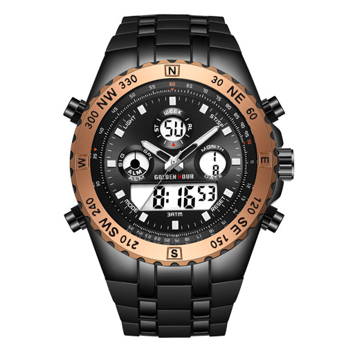 GOLDENHOUR Men Sport Watches Analog Digital Dual Display Man Fashion Outdoor Military Black Rubber Wristwatch Luminous-kopara2trade.myshopify.com-