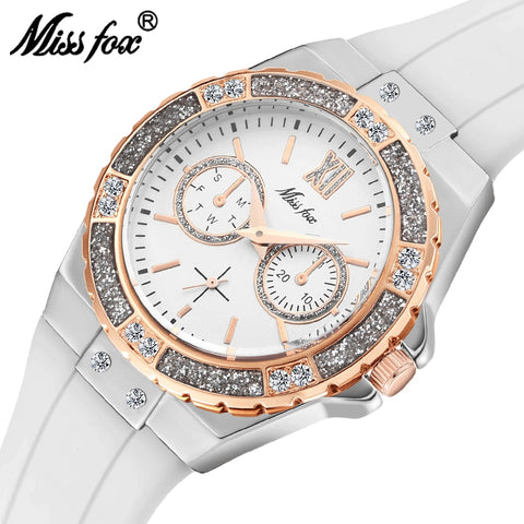 MISSFOX Watches Women Geneva Fashion Ladies Watch Luxury Diamond White Rubber Band Female Quartz Wristwatch Xfcs 2020 The New-kopara2trade.myshopify.com-