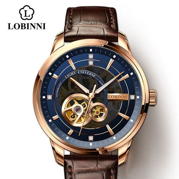 LOBINNI Seagull Automatic Mechanical Watch Luxury Brand Men Watch Leather Sapphire Waterproof 50M Male Wristwatch-kopara2trade.myshopify.com-