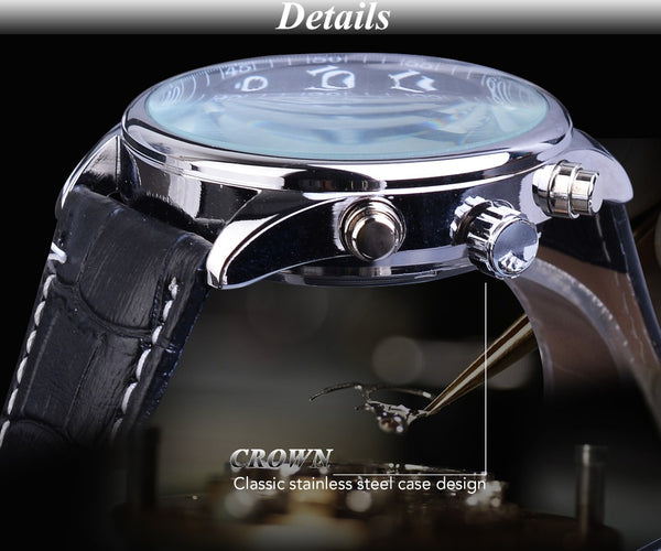 Jaragar Brand Men Watches Automatic Mechanical Watch Tourbillon Black Date Leather Business Wristwatch Relojes Hombre Gift-kopara2trade.myshopify.com-