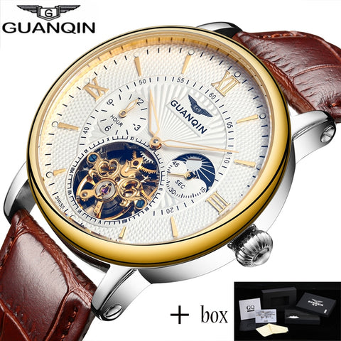 relogio masculino GUANQIN Mens Watches Luxury Brand Tourbillon Skeleton Automatic Watch Men Sport Leather Mechanical Wristwatch-kopara2trade.myshopify.com-