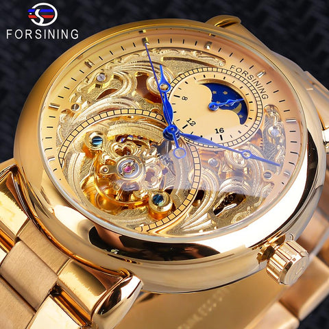 Forsining Automatic Mechanical Business Watch Mens Golden Moon Phase Steel Strap Wrist Watches Top Brand Relogio Masculino-kopara2trade.myshopify.com-