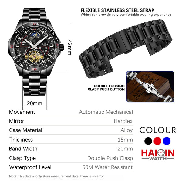 HAIQIN Mechanical Men's/Mens watches top brand luxury watch men Automatic Military waterproof watches for men Tourbillon-kopara2trade.myshopify.com-