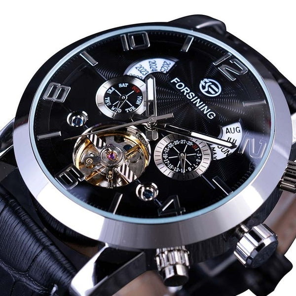 Forsining Tourbillion Fashion Wave Black Golden Multi Function Display Mens Automatic Mechanical Watches Top Brand Luxury-kopara2trade.myshopify.com-