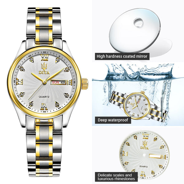 DITA High Quality Ladies Quartz Watch Women Top Brand Luxury Gold Movement Waterproof Date Sports Wrist Watches Relogio Feminino-kopara2trade.myshopify.com-