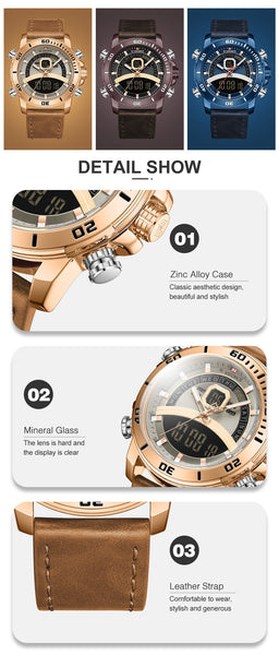 NAVIFORCE Luxury Brand Military Watches Men Leather Waterproof Quartz Wristwatch Chronograph Male Fashion Sports Watch-kopara2trade.myshopify.com-