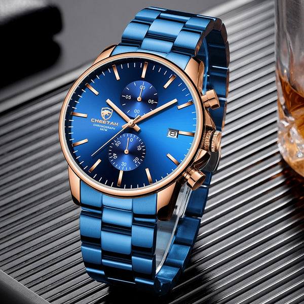 New Blue Mens Watches with Stainless Steel CHEETAH Top Brand Luxury Men Sport Chronograph Quartz Men Watch Relogio Masculino-kopara2trade.myshopify.com-