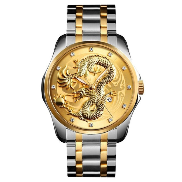 SKMEI Mens Watches Top Brand Luxury Golden Quartz Watch Men 3Bar Waterproof Date Display Stainless Steel Strap Wristwatches 9193-kopara2trade.myshopify.com-