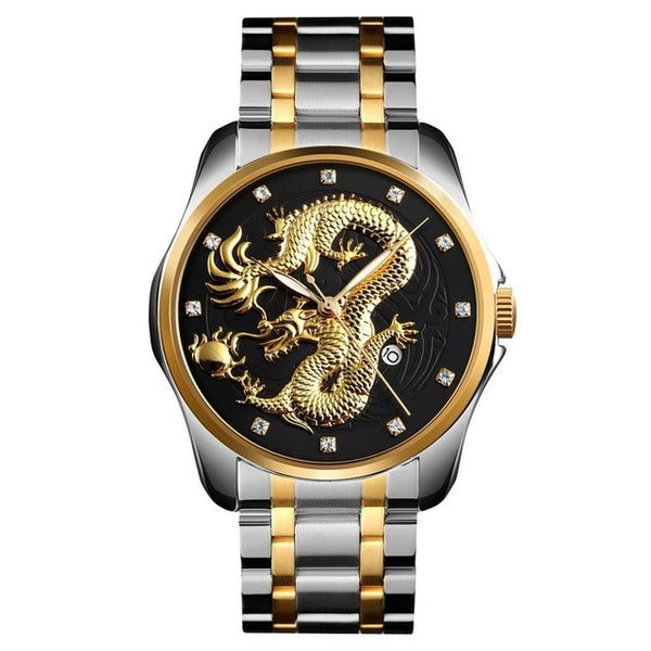 SKMEI Mens Watches Top Brand Luxury Golden Quartz Watch Men 3Bar Waterproof Date Display Stainless Steel Strap Wristwatches 9193-kopara2trade.myshopify.com-