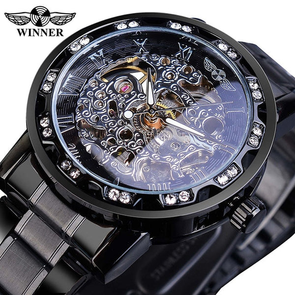 Winner Transparent Fashion Diamond Luminous Gear Movement Royal Design Men Top Brand Luxury Male Mechanical Skeleton Wrist Watch-kopara2trade.myshopify.com-