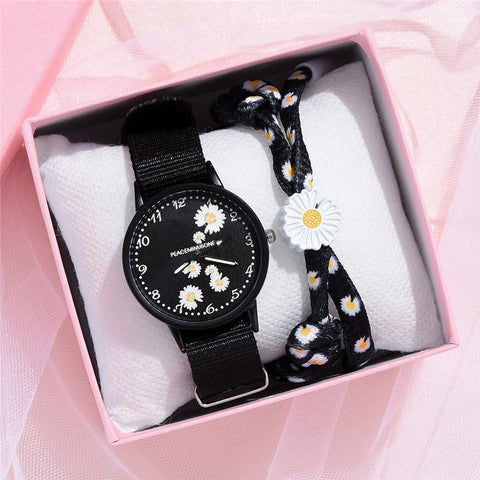 Small Daisy Wrist Watch Women Fashion Nylon Strap Dress Quartz Watch Simple Wild Girlfriends Couple Watch Birthday Gift Women-kopara2trade.myshopify.com-