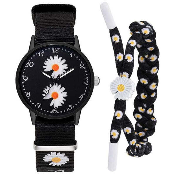 Small Daisy Wrist Watch Women Fashion Nylon Strap Dress Quartz Watch Simple Wild Girlfriends Couple Watch Birthday Gift Women-kopara2trade.myshopify.com-