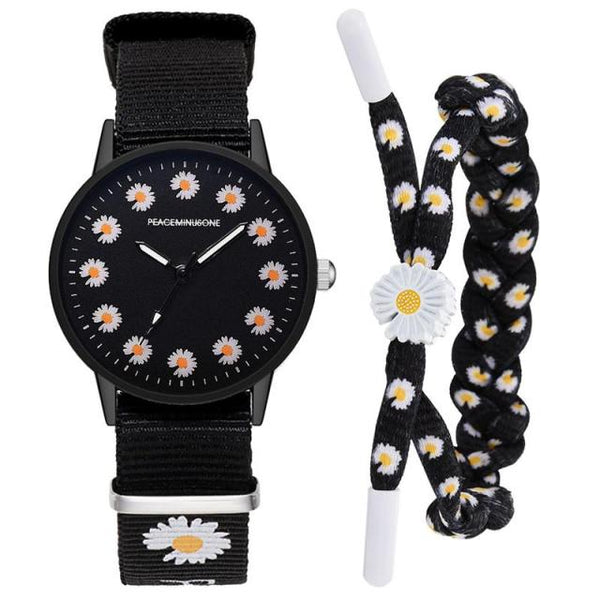 Small Daisy Wrist Watch Women Fashion Nylon Strap Dress Quartz Watch Simple Wild Girlfriends Couple Watch Birthday Gift Women-kopara2trade.myshopify.com-