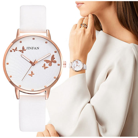 Simple Female Dress Wristwatches Classical Design Printed Butterfly Luxury Women Fashion Watches Ladies Quartz Leather Watch-kopara2trade.myshopify.com-