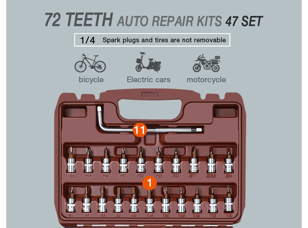 DTBD Socket Set Universal Car Repair Tool Ratchet Set Torque Wrench Combination Bit A Set Of Keys Multifunction DIY Tools-kopara2trade.myshopify.com-