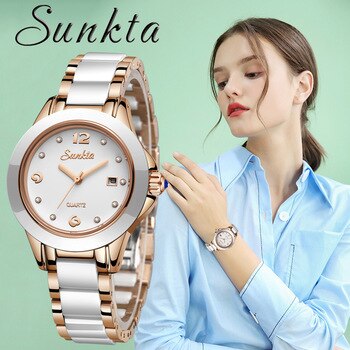 Sunkta Watches Women Fashion Watch2019Luxury Brand Quartz Watch Lady Ceramics Stainless Steel-kopara2trade.myshopify.com-