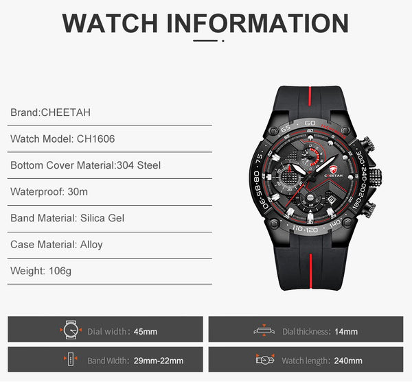 CHEETAH New Mens Watches  Top Brand Luxury Waterproof Date Quartz  Male Sports Wrist Watch Chronograph Relogio Masculino-kopara2trade.myshopify.com-