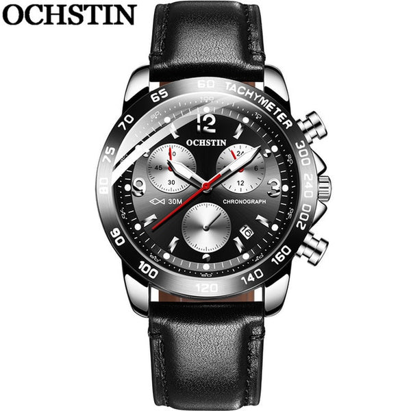 OCHSTIN Fashion Man WristWatch Chronograph Auto Date Sport Men Watch Military Top Brand Luxury Genuine Leather-kopara2trade.myshopify.com-