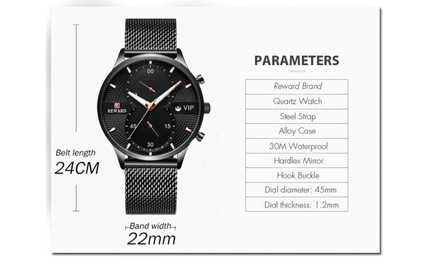 REWARD Business Mens Watches Top Brand Luxury Chronograph Waterproof Quartz Watch Men Stainless Steel Sport Date Wristwatch-kopara2trade.myshopify.com-