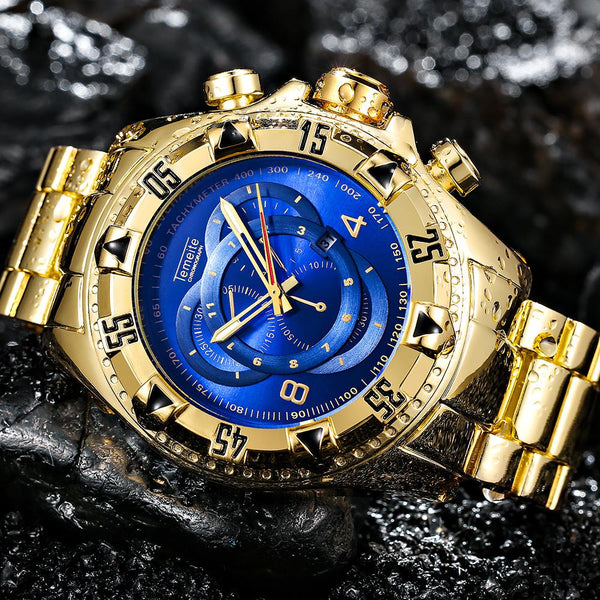 Temeite Men's Watch Luxury Gold Watch Men Big Dial Quartz Waterproof Watch Stainless Steel Man Auto Date Relogio Masculino-kopara2trade.myshopify.com-