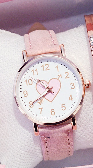 Sakura Pink Children's Female Watch Female Student Fashion Watch Simple Girl Girlfriends Cute One Arrow Wear Heart-shaped Watch-kopara2trade.myshopify.com-