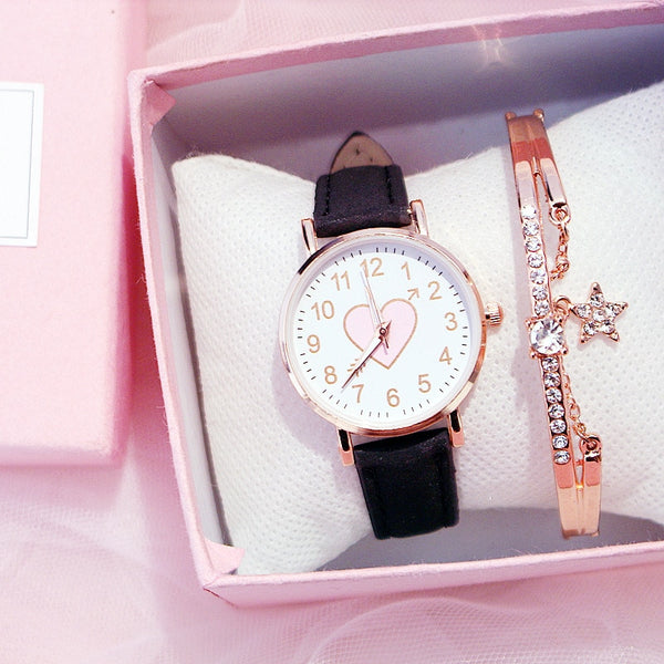 Sakura Pink Children's Female Watch Female Student Fashion Watch Simple Girl Girlfriends Cute One Arrow Wear Heart-shaped Watch-kopara2trade.myshopify.com-