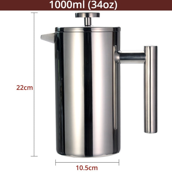 French Press Coffee Tea Maker - Stainless Steel Coffee Pot,