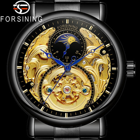 FORSINING Automatic Mechanical Men Wristwatch Military Sport Male Top Brand Luxury Black Steel Skeleton New Man Watch 8177-kopara2trade.myshopify.com-