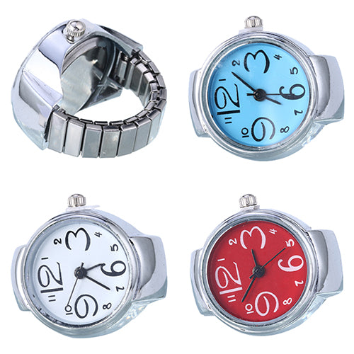 Women Creative Big Numbers Mini Finger Ring Watch Elastic Band Quartz Watch Finger Ring Watch Steel Round Elastic Quartz Watch
