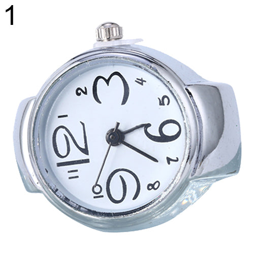 Women Creative Big Numbers Mini Finger Ring Watch Elastic Band Quartz Watch Finger Ring Watch Steel Round Elastic Quartz Watch