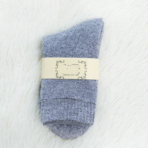 Winter Women Thick Warm Terry Cotton Fashion  Solid Harajuku Retro Solid Color Wool Socks 5 Pair-kopara2trade.myshopify.com-