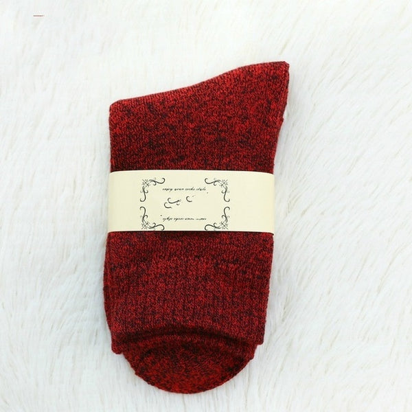 Winter Women Thick Warm Terry Cotton Fashion  Solid Harajuku Retro Solid Color Wool Socks 5 Pair-kopara2trade.myshopify.com-