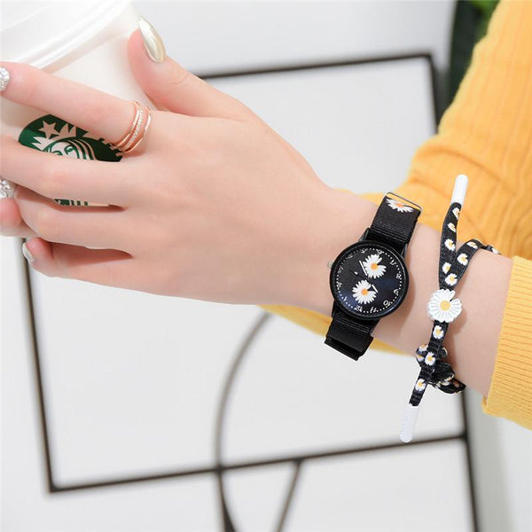 Small Daisy Wrist Watch Women Fashion Nylon Strap Dress Quartz Watch Simple Wild Girlfriends Couple Watch Birthday Gift Women-kopara2trade.myshopify.com-