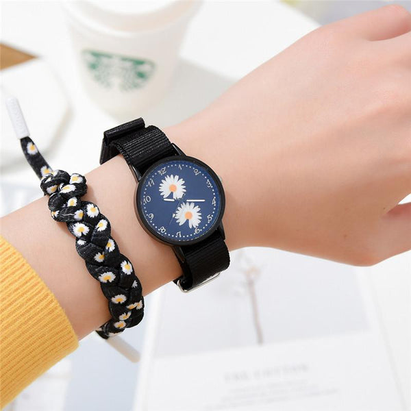 Small Daisy Wrist Watch Women Fashion Nylon Strap Dress Quartz Watch Simple Wild Girlfriends Couple Watch Birthday Gift Women-kopara2trade.myshopify.com-